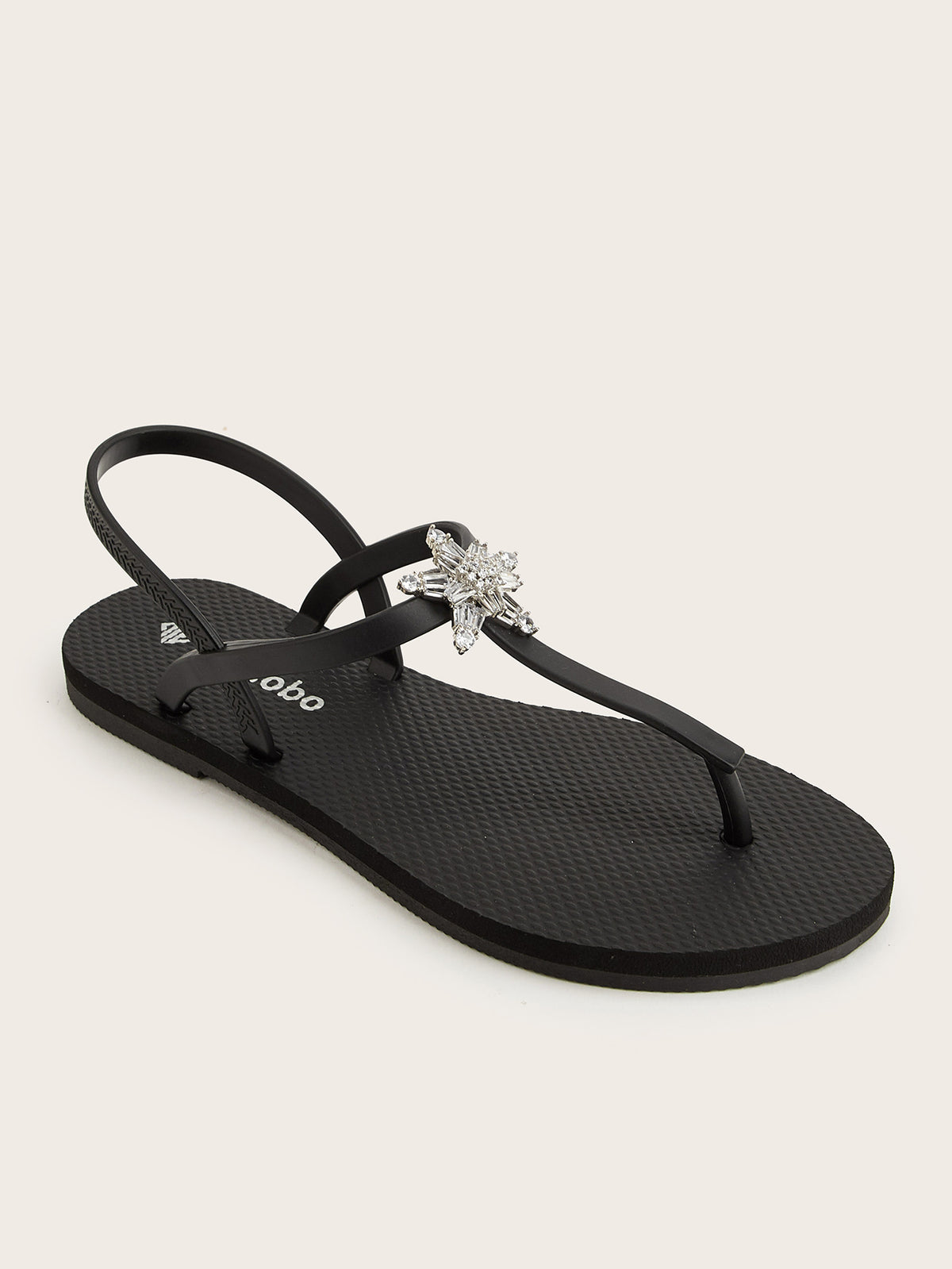 Rounded T-Strap Sandals with Snowflake Star