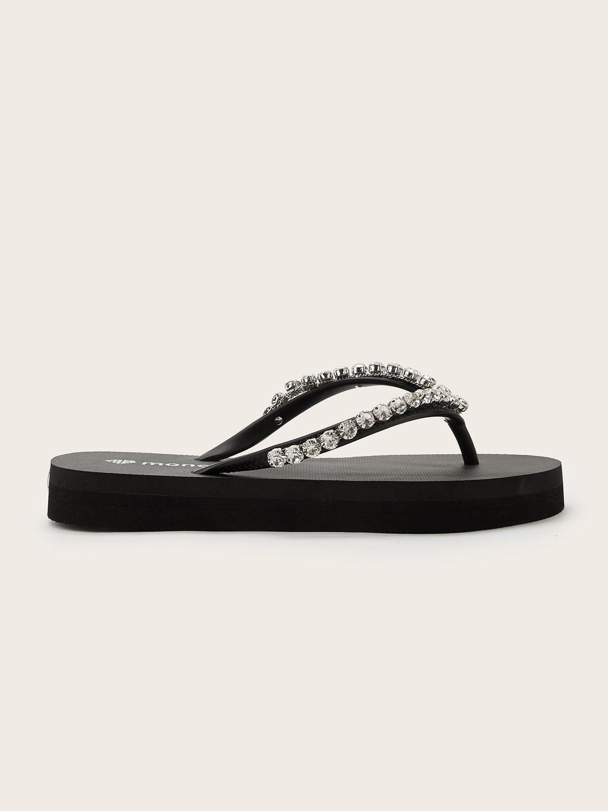 Rounded Mid-Heel Flip-Flops with Classic Rounded Diamonds