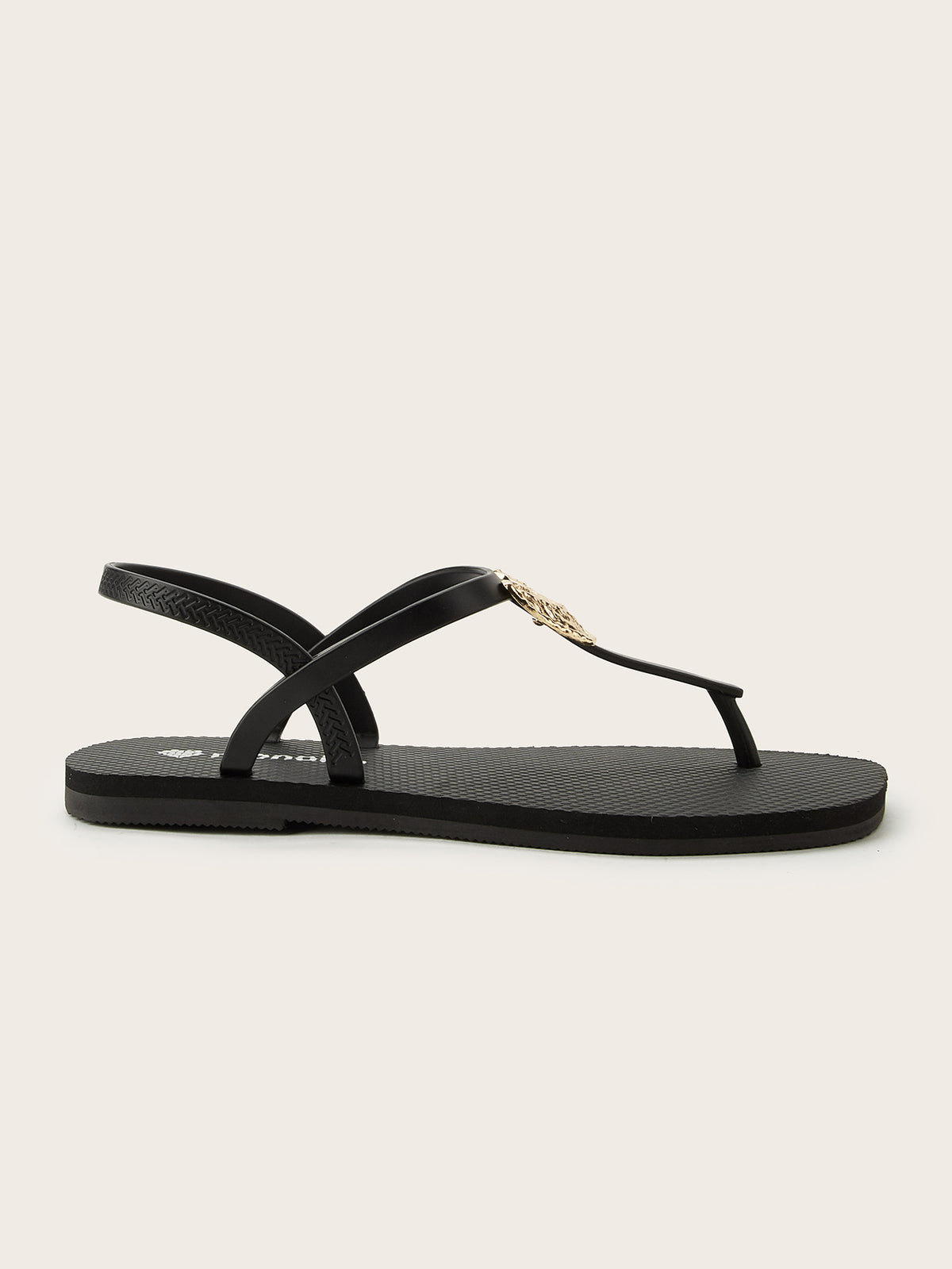 Squared T-Strap Sandals with Golden Heart