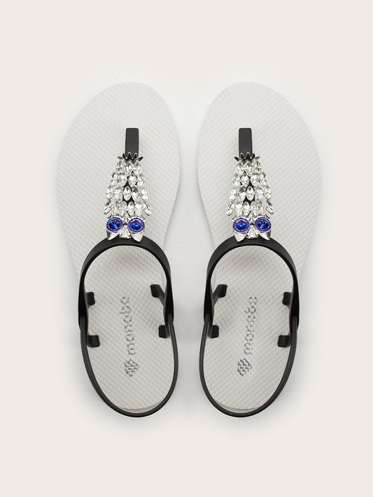 Rounded T-Strap Sandals with Owl