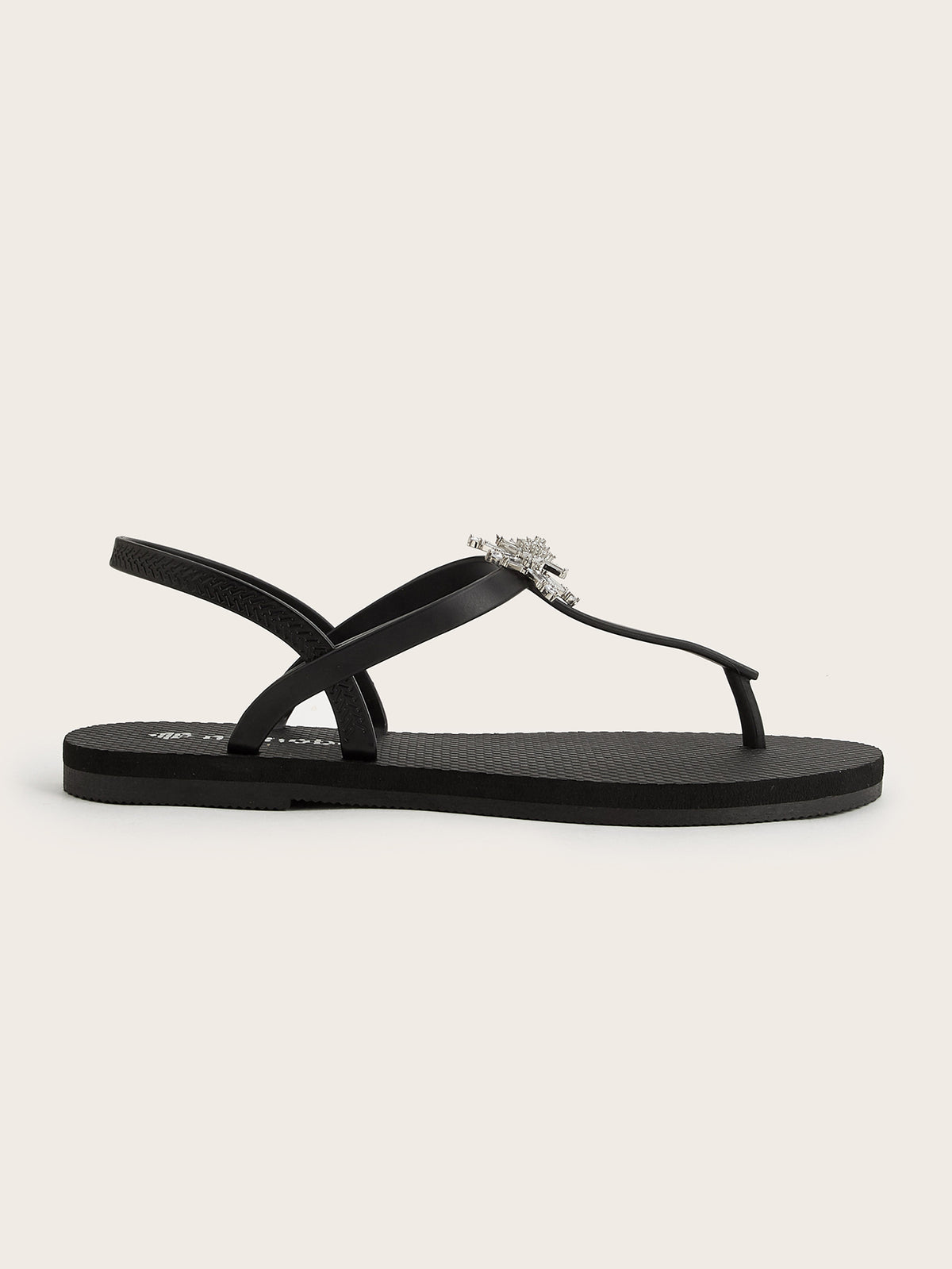 Rounded T-Strap Sandals with Snowflake Star