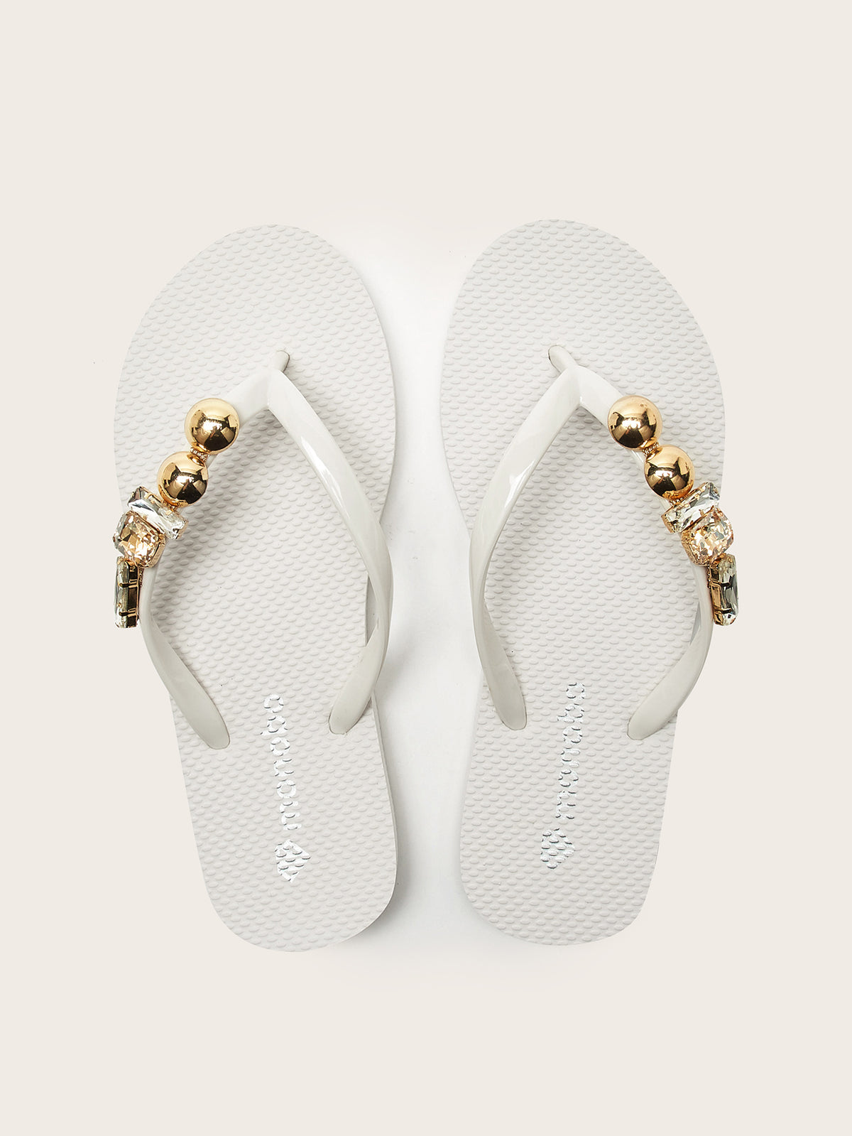 Rounded Flat-Heel Flip-Flops with Yellow Diamond Combination