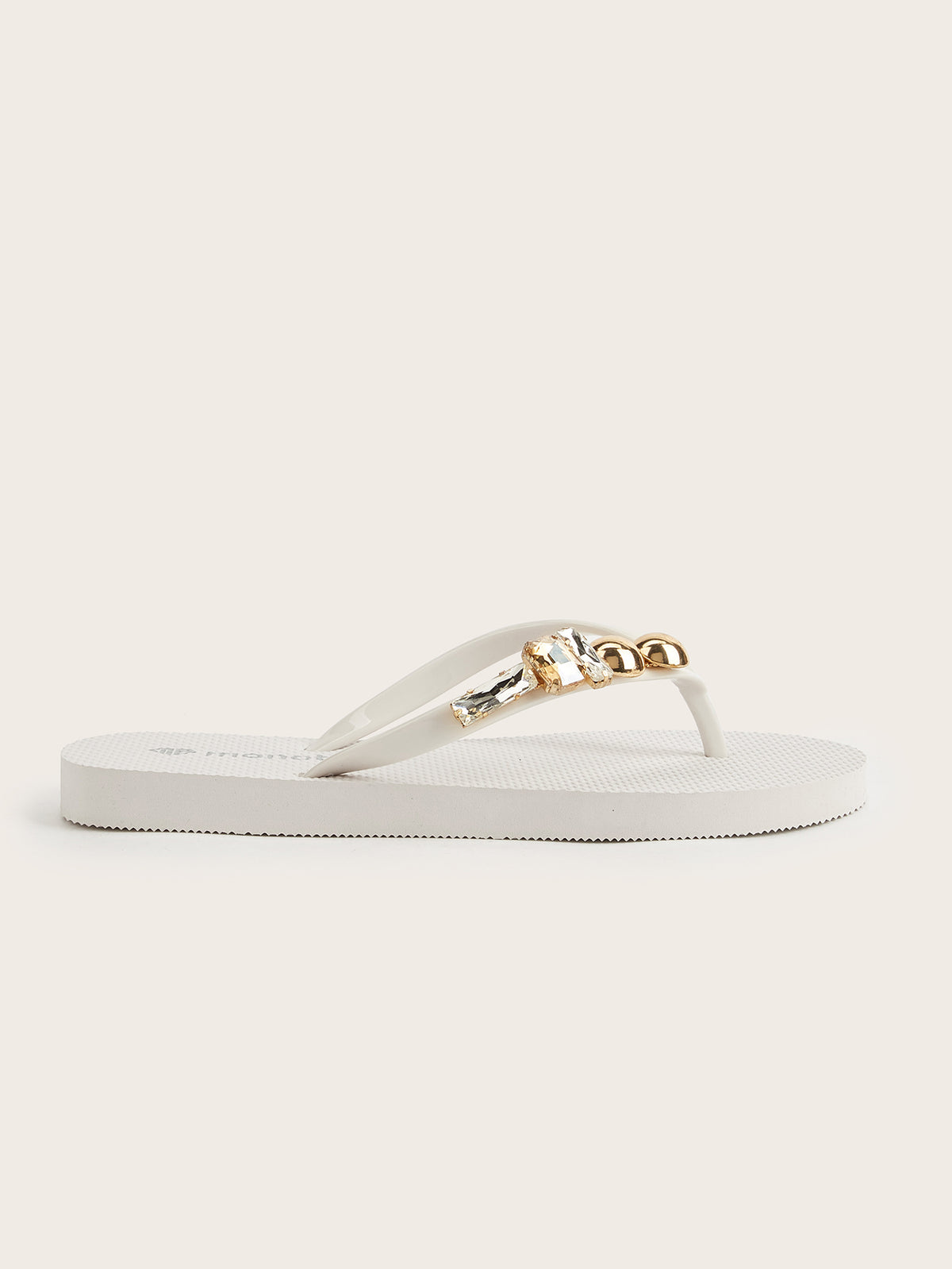 Rounded Flat-Heel Flip-Flops with Yellow Diamond Combination