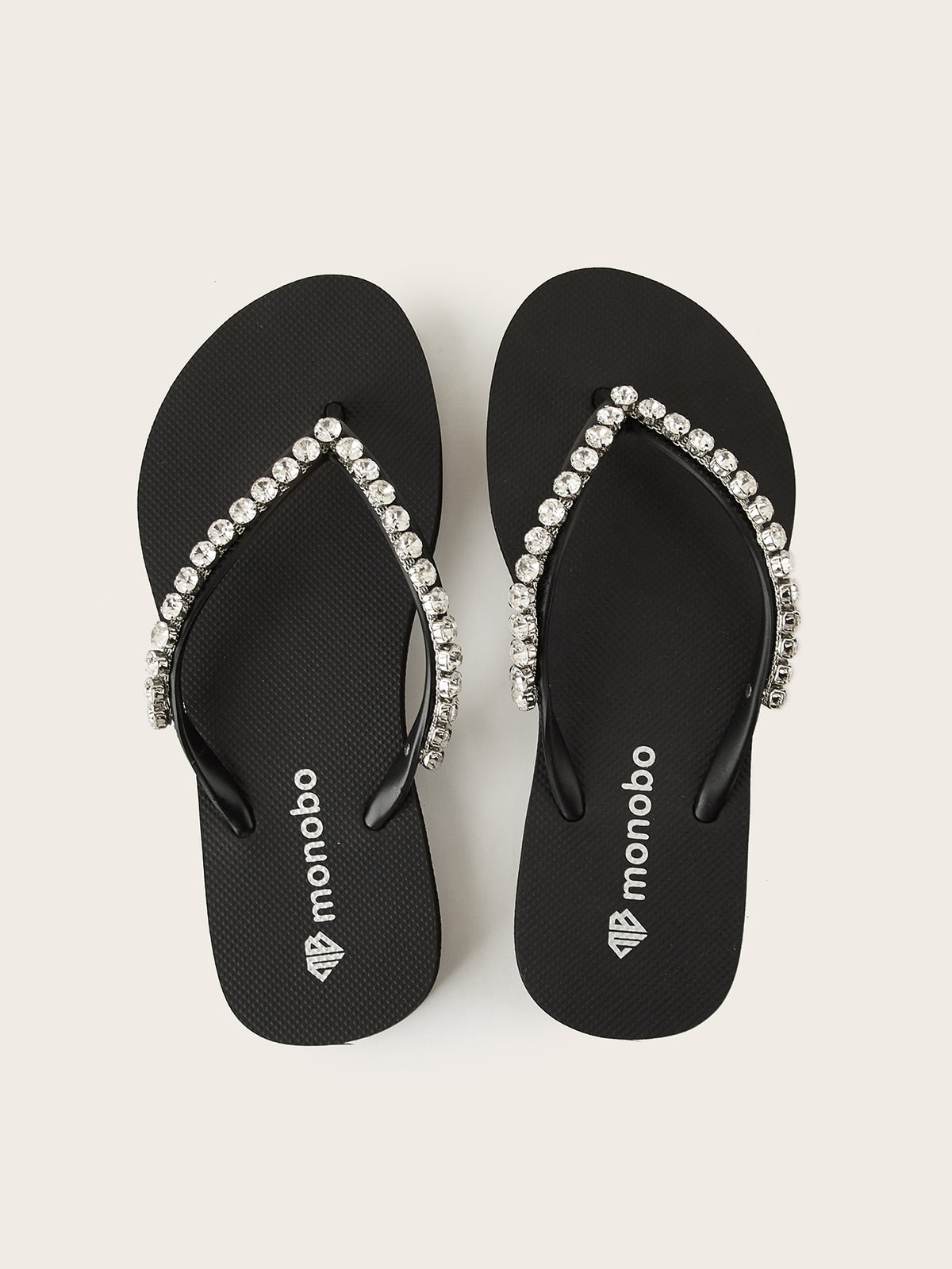 Rounded Mid-Heel Flip-Flops with Classic Rounded Diamonds