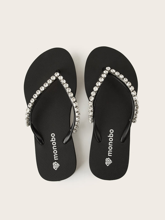 Rounded Mid-Heel Flip-Flops with Classic Rounded Diamonds