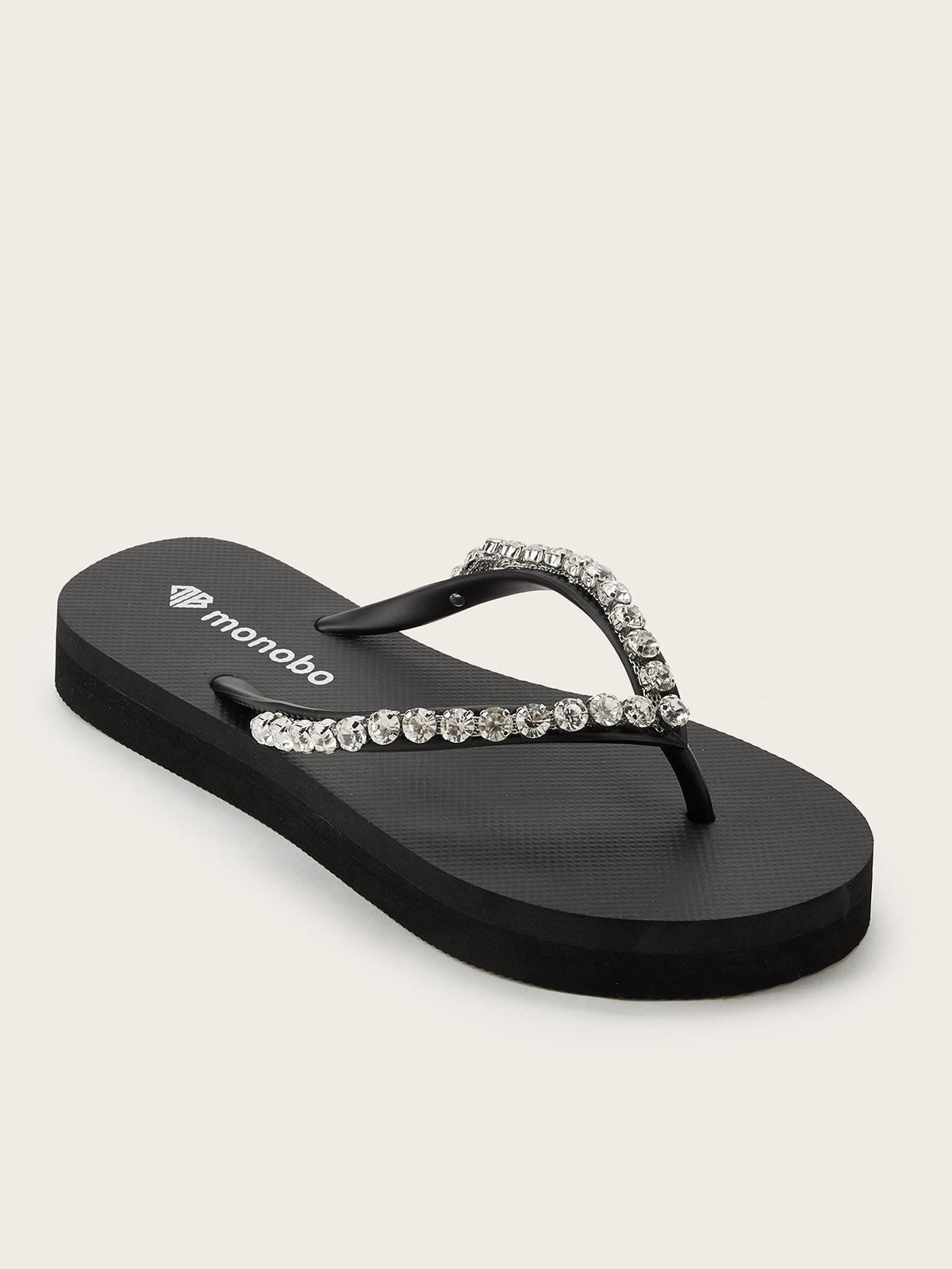 Rounded Mid-Heel Flip-Flops with Classic Rounded Diamonds